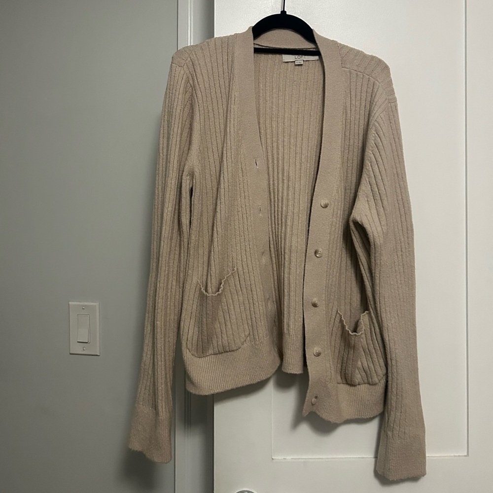 LOFT Beige Cardigan Size XL